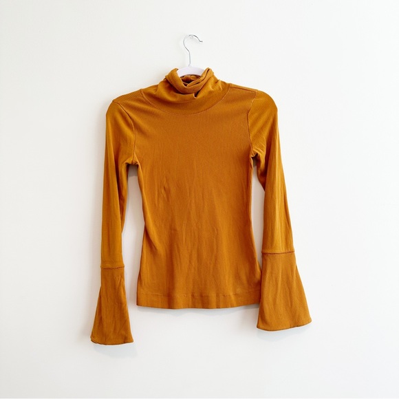 Intimately Free People | Orange Yellow Sydney Bell Sleeve Turtle Neck Top - Picture 4 of 11